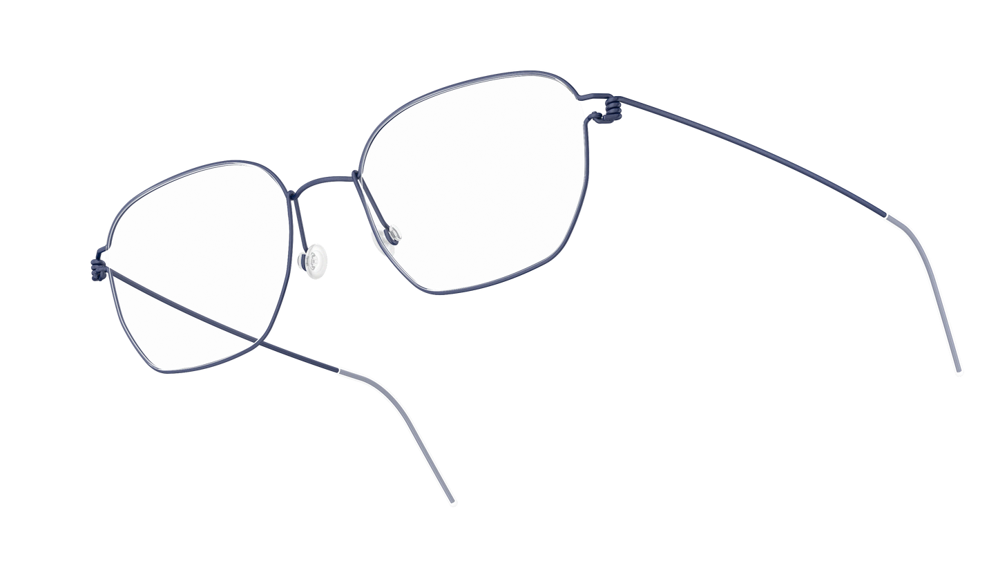 LINDBERG Air Titanium Rim Ken — Navy — titanium eyeglasses — angled three-quarter view — official product render