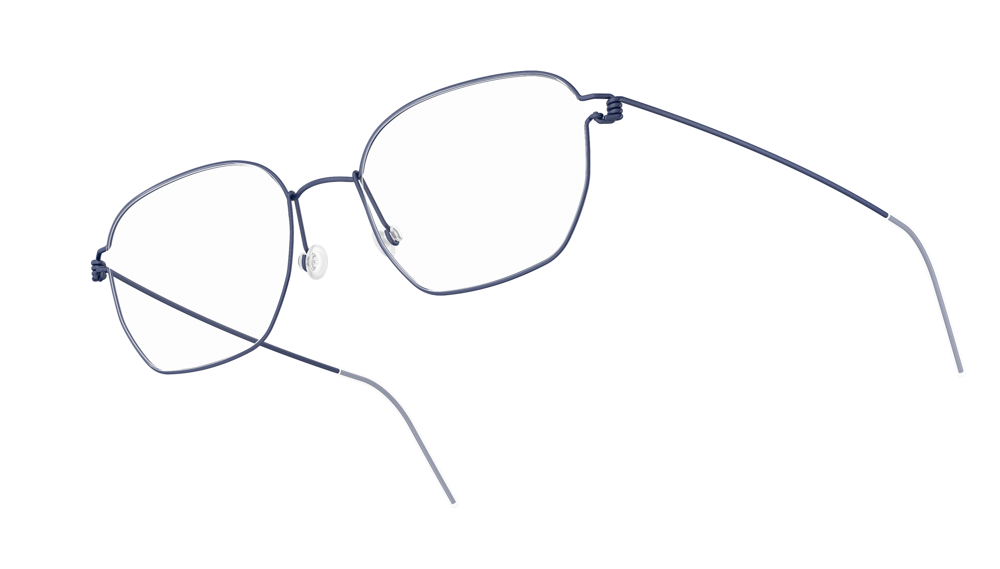 LINDBERG Air Titanium Rim Ken — Navy — titanium eyeglasses — angled three-quarter view — official product render