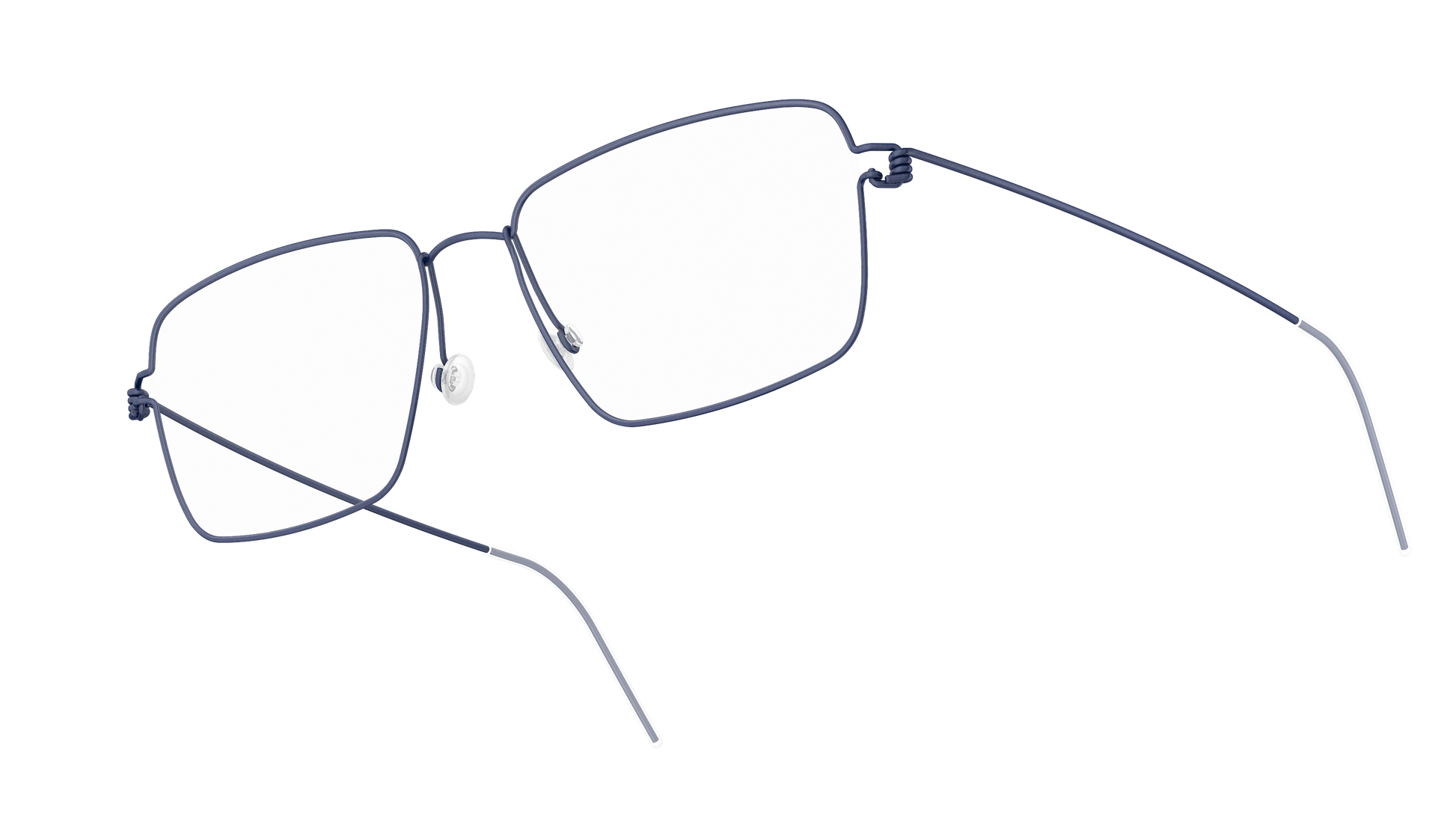 LINDBERG Air Titanium Rim Aaron — Navy — titanium eyeglasses — angled three-quarter view — official product render