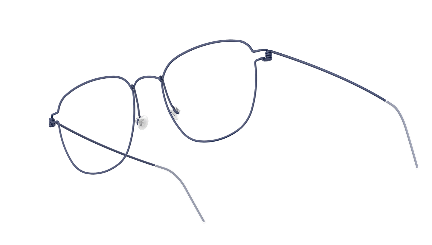 LINDBERG Air Titanium Rim Simon — Navy — titanium eyeglasses — angled three-quarter view — official product render
