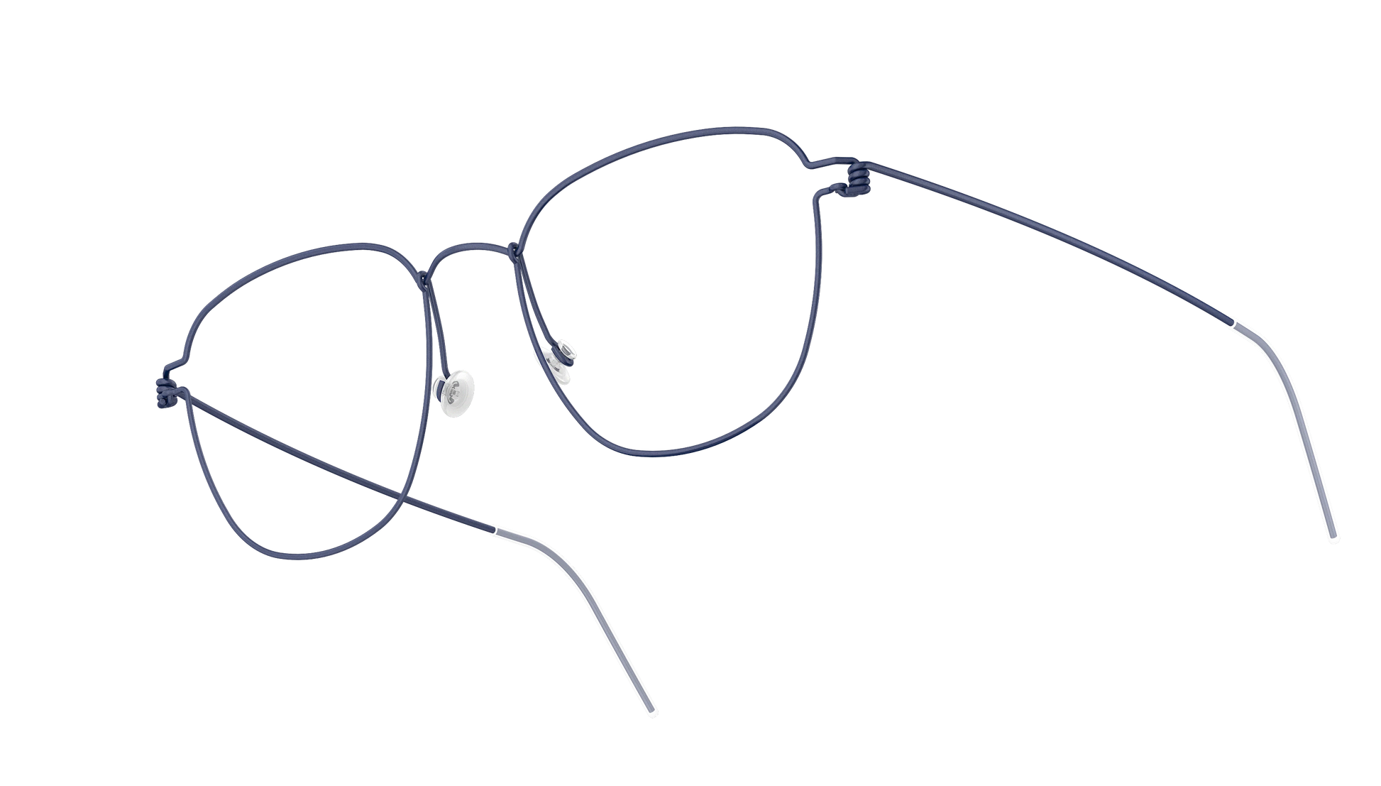 LINDBERG Air Titanium Rim Simon — Navy — titanium eyeglasses — angled three-quarter view — official product render