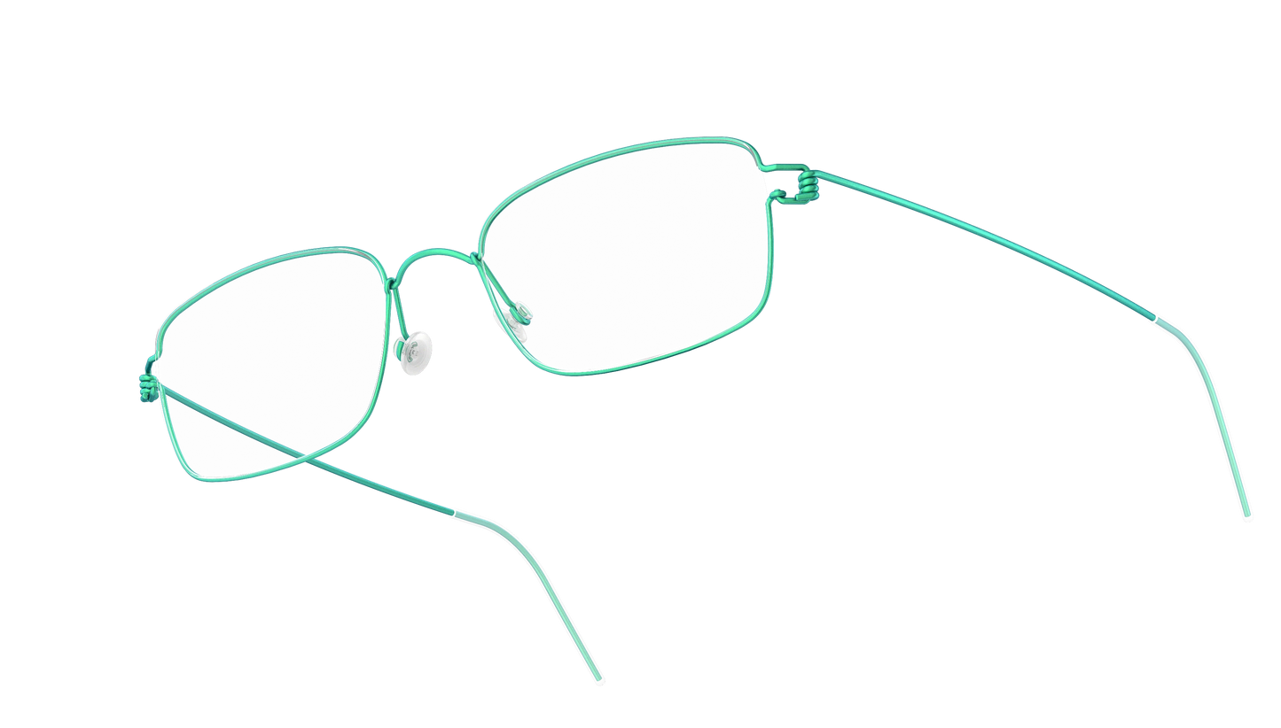 LINDBERG Air Titanium Rim Alvis — Teal — titanium eyeglasses — angled three-quarter view — official product render