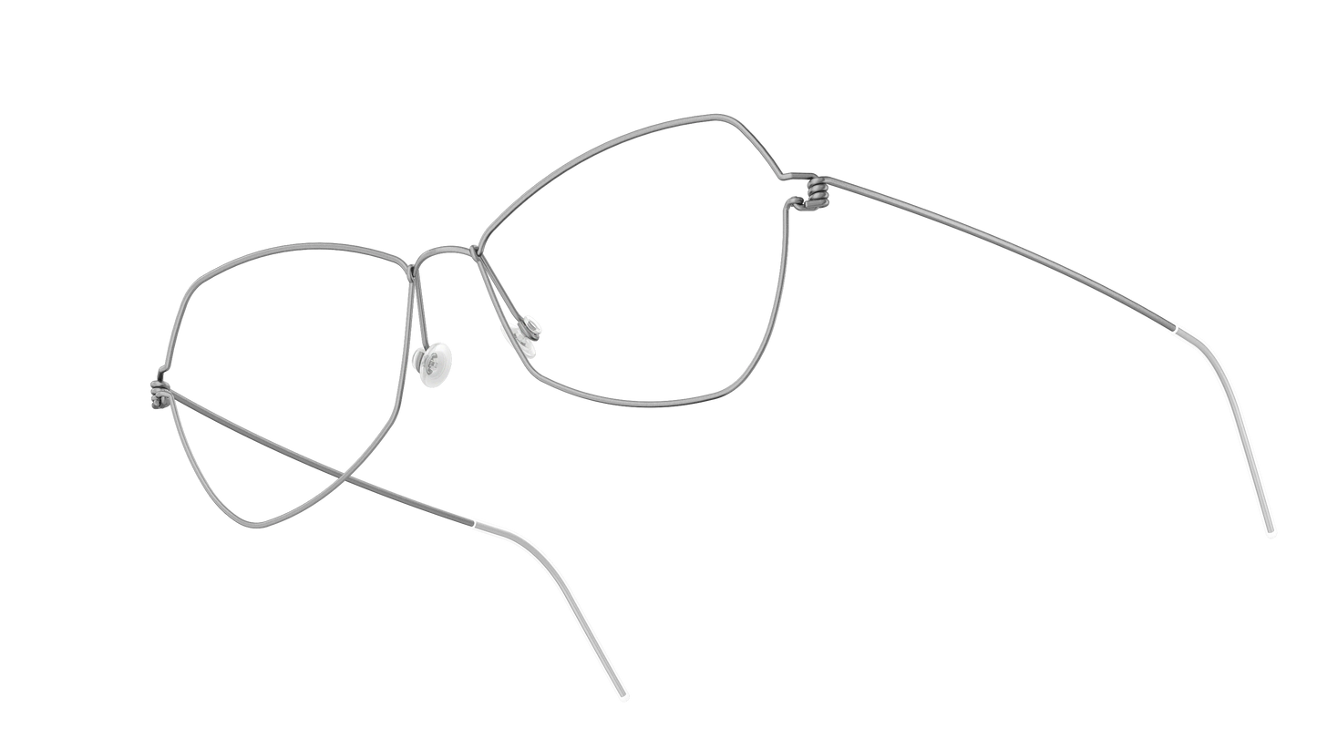 LINDBERG Air Titanium Rim Mathilde — Silver — titanium eyeglasses — angled three-quarter view — official product render