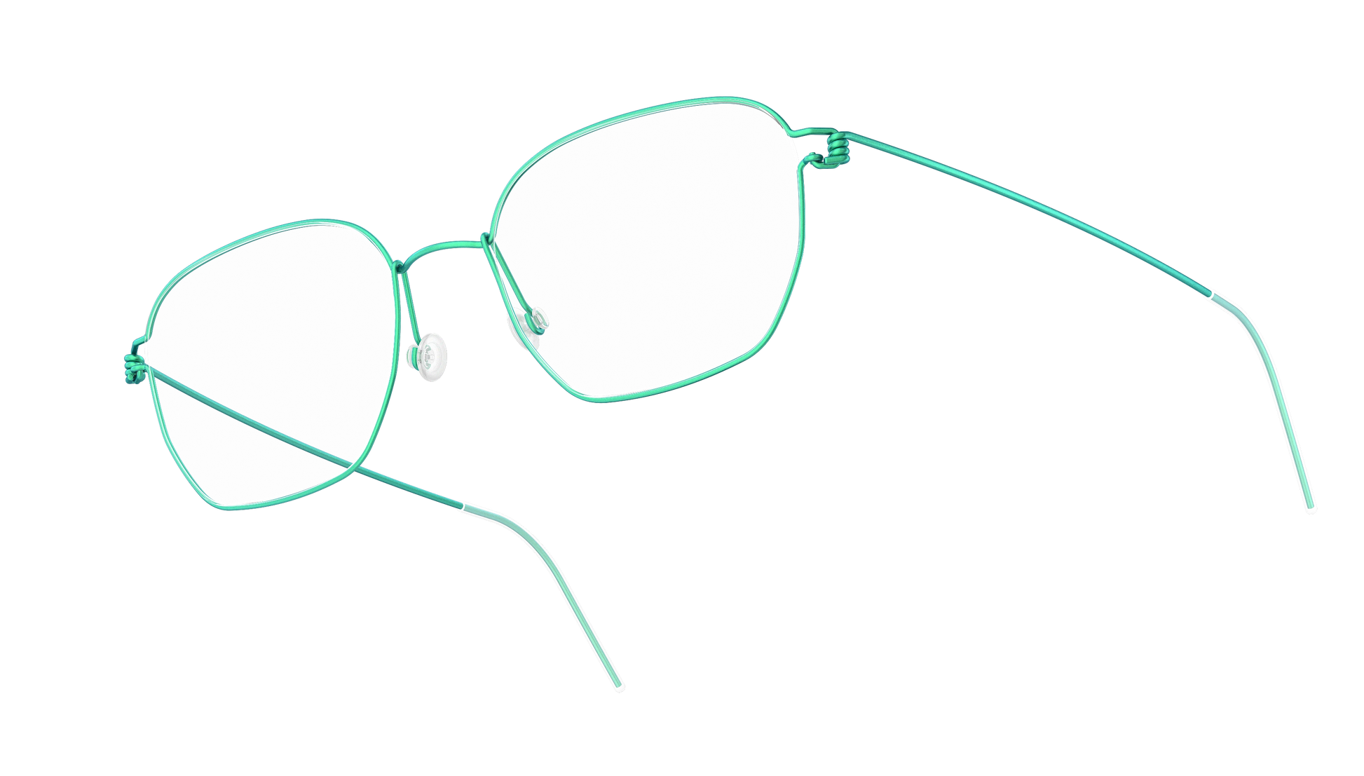 LINDBERG Air Titanium Rim Ken — Teal — titanium eyeglasses — angled three-quarter view — official product render