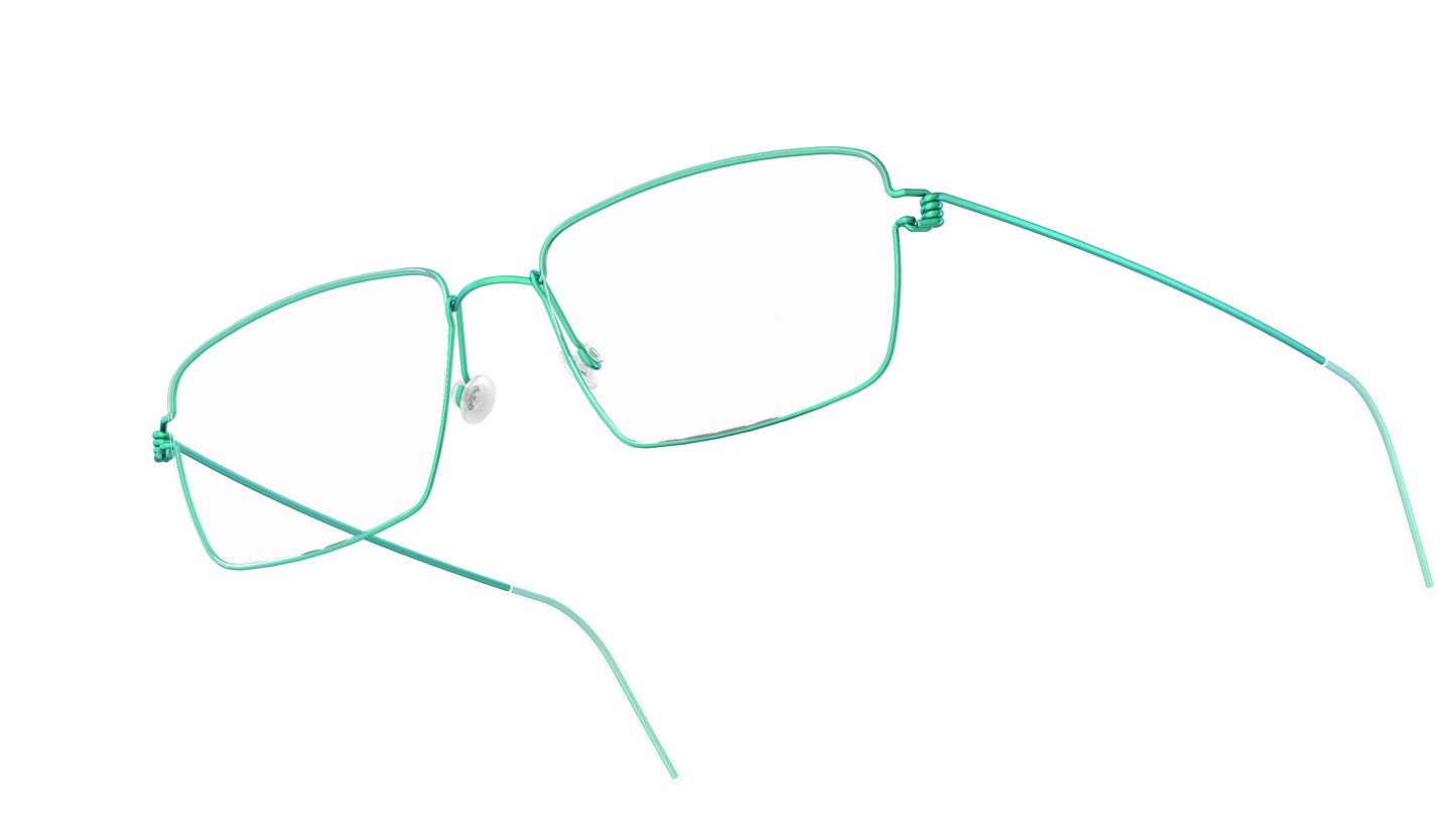 LINDBERG Air Titanium Rim Tim — Teal — titanium eyeglasses — angled three-quarter view — official product render