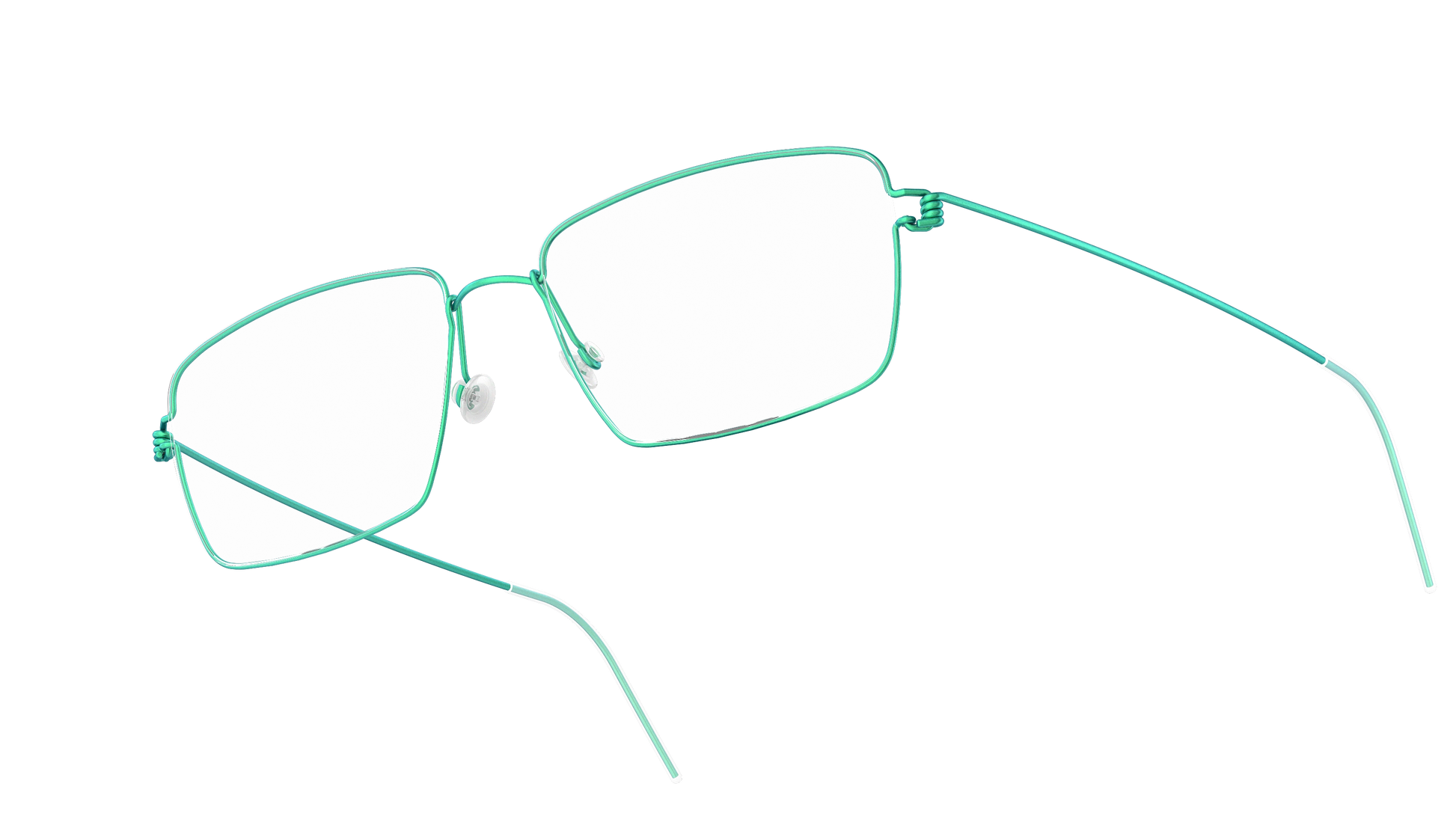 LINDBERG Air Titanium Rim Tim — Teal — titanium eyeglasses — angled three-quarter view — official product render