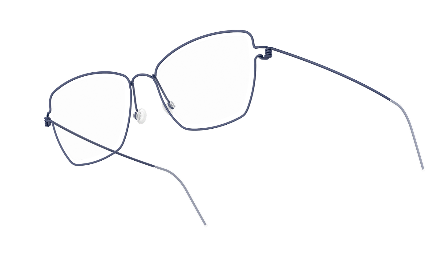 LINDBERG Air Titanium Rim Karla — Navy — titanium eyeglasses — angled three-quarter view — official product render