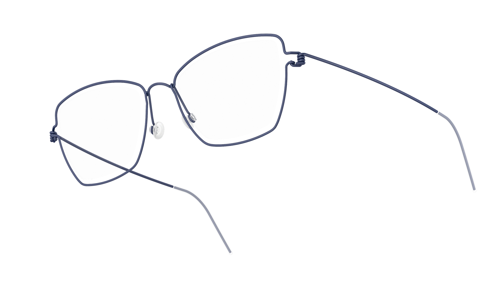 LINDBERG Air Titanium Rim Karla — Navy — titanium eyeglasses — angled three-quarter view — official product render