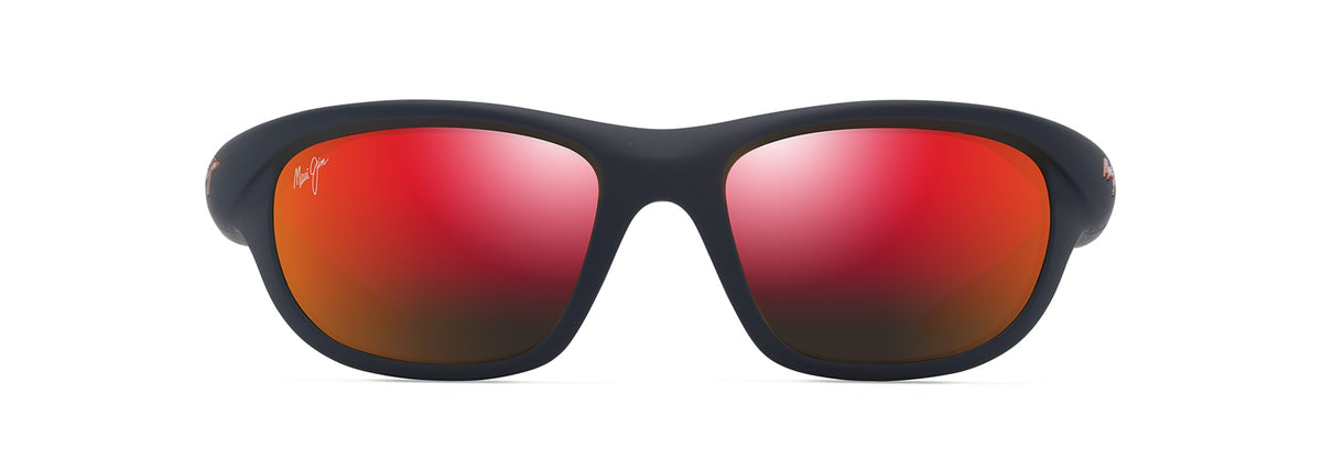 Maui Jim Haulani sunglasses in Matte Solid Dark Blue with Orange, front view