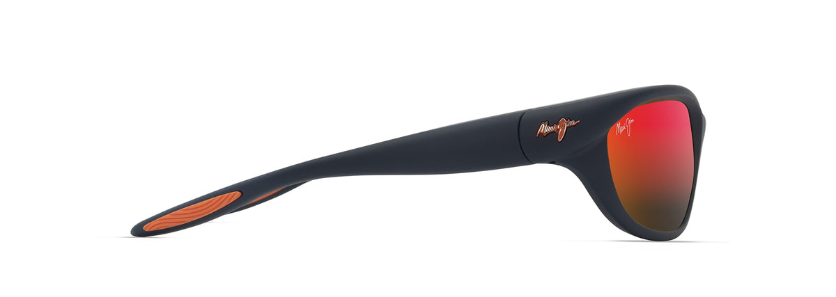 Maui Jim Haulani sunglasses in Matte Solid Dark Blue with Orange, side view