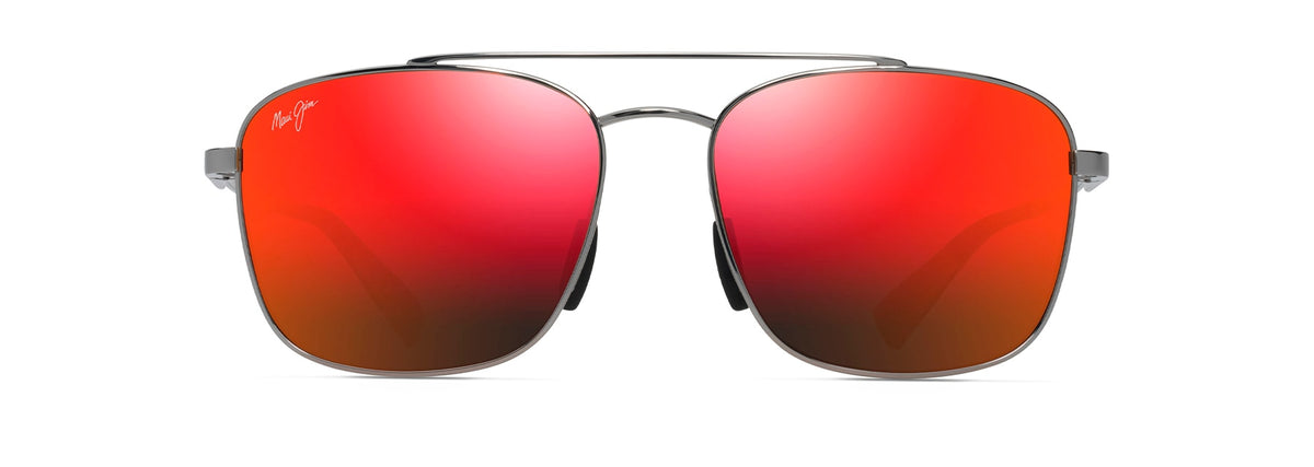 Maui Jim Piwai AF sunglasses in Shiny Light Ruthenium, front view