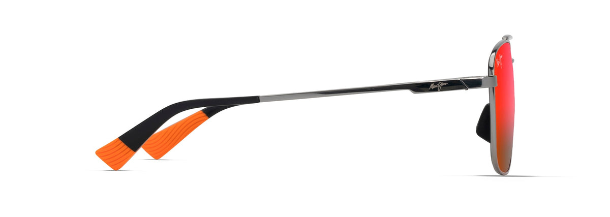 Maui Jim Piwai AF sunglasses in Shiny Light Ruthenium, side view