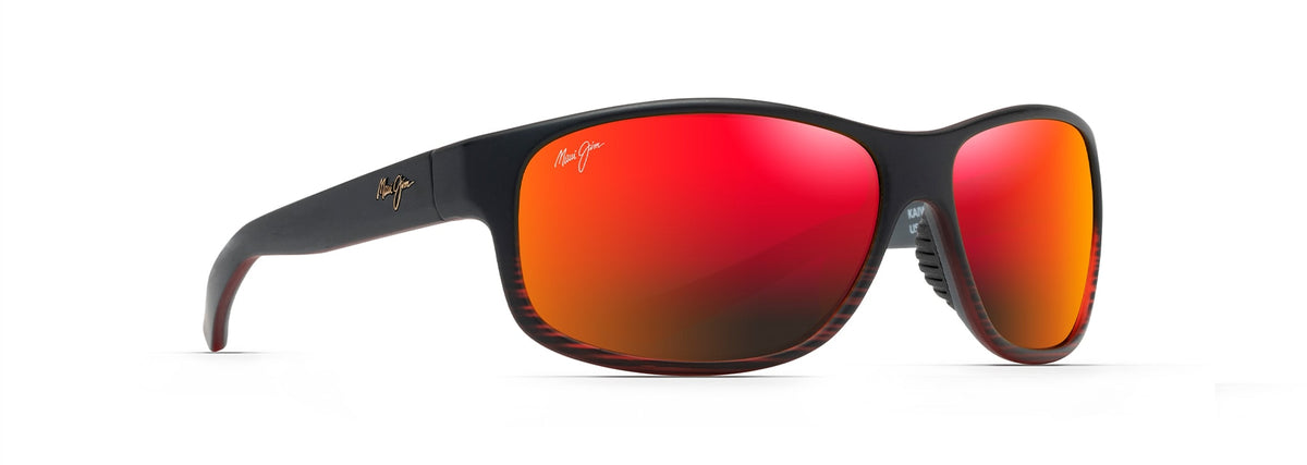 Maui Jim Kaiwi Channel sunglasses in Burgundy Stripe, angled view