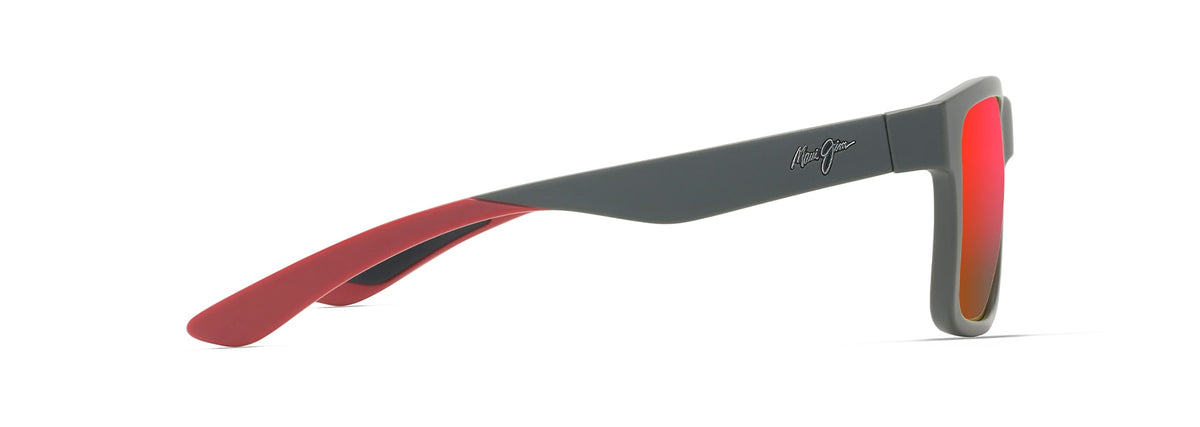 Maui Jim The Flats sunglasses in Matte Dark Grey with Red, side view