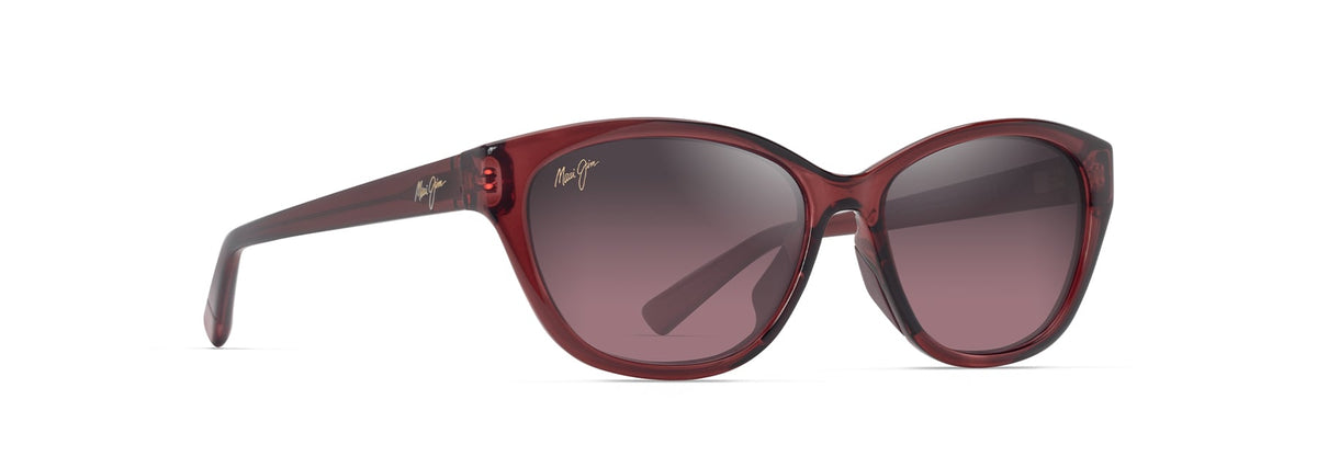 Maui Jim Punono sunglasses in Shiny Transparent Burgundy, angled view