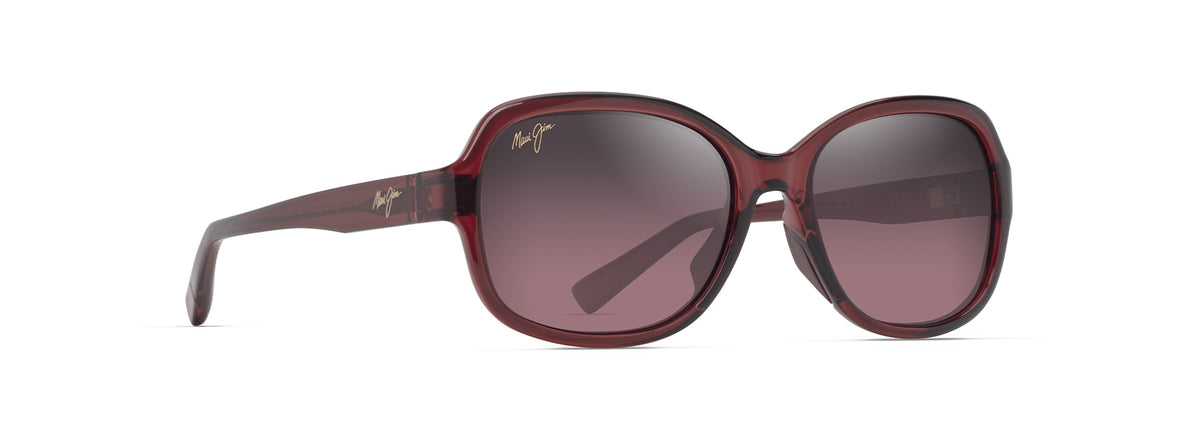 Maui Jim Hiluhilu sunglasses in Shiny Transparent Burgundy, angled view