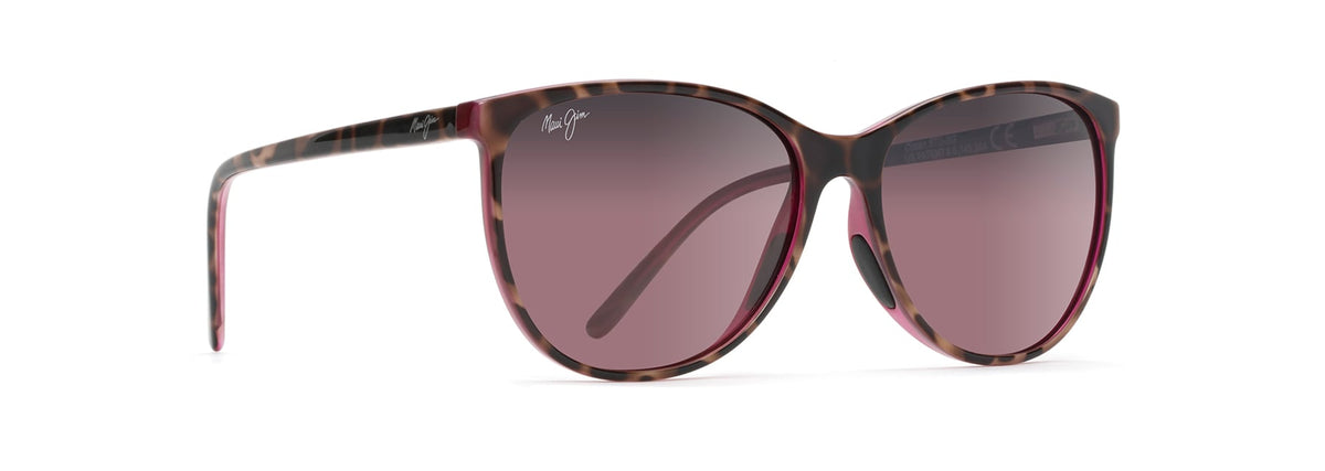 Maui Jim Ocean sunglasses in Shiny Tortoise with Raspberry, angled view
