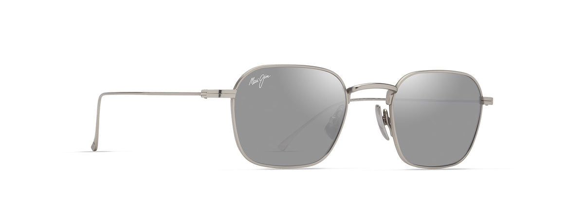 Maui Jim Mekala sunglasses in Matte Silver, angled view