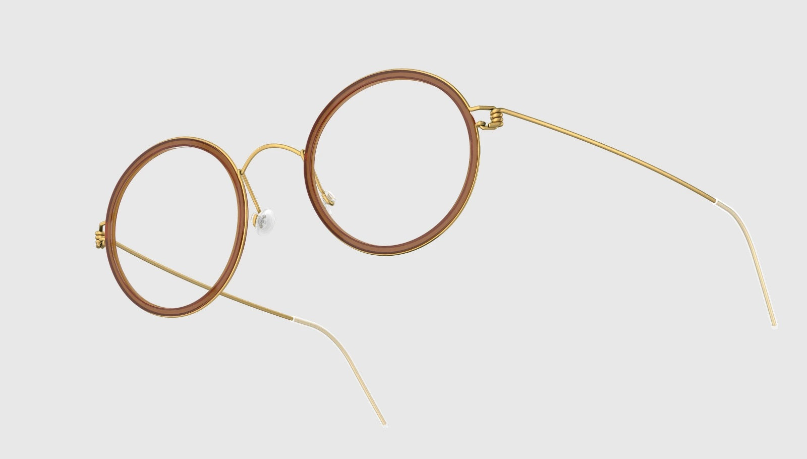 LINDBERG Air Titanium Rim Cameron — Gold frame with Polished Brown acetate inner rim — titanium eyeglasses — alternate view — official product render