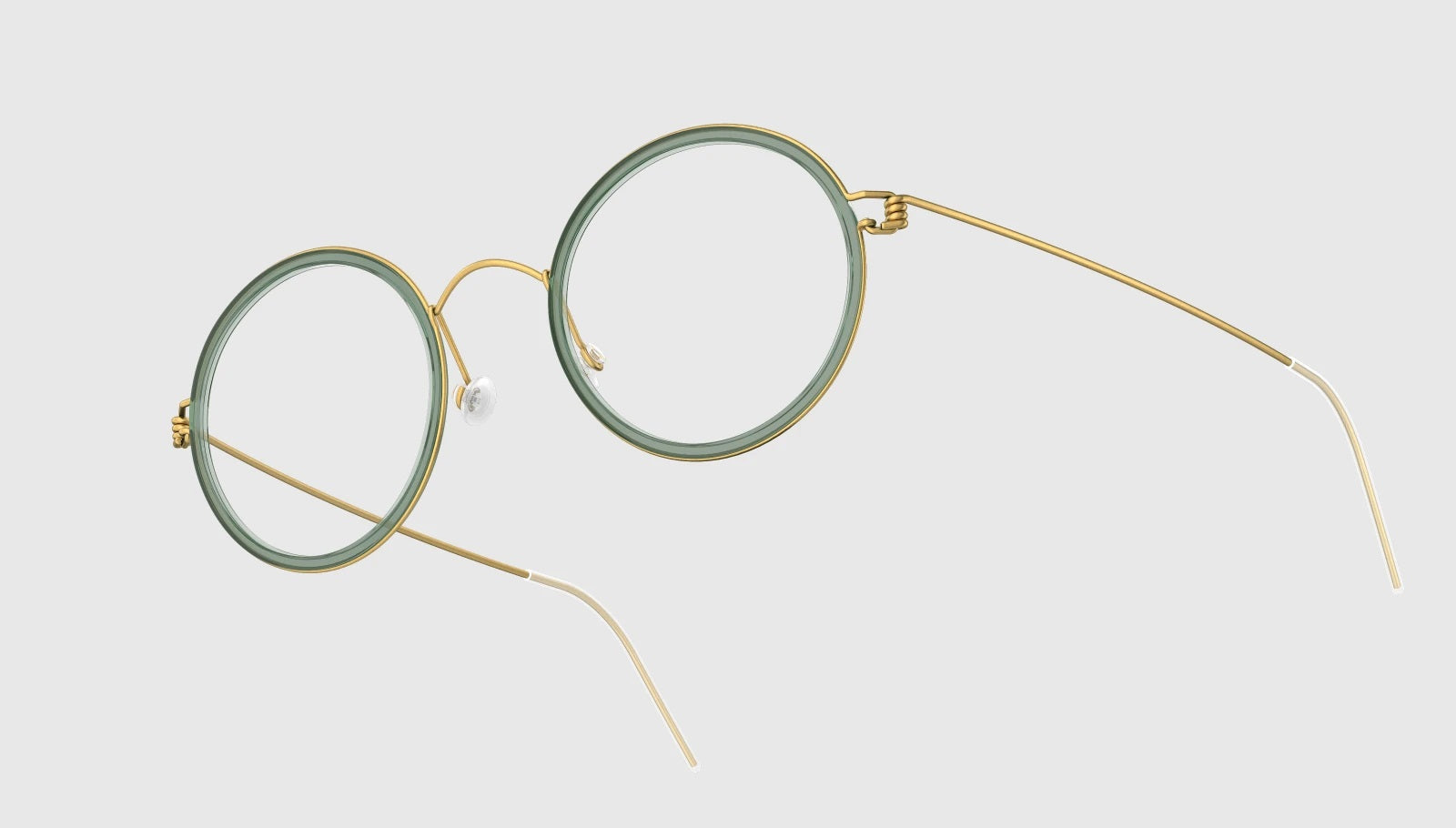 LINDBERG Air Titanium Rim Cameron — Gold frame with Polished Green acetate inner rim — titanium eyeglasses — alternate view — official product render