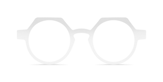 Nina Mûr Ricardo eyeglasses in White High Gloss — handcrafted Madrid birch wood frame
