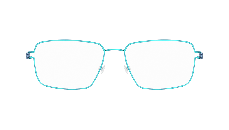 LINDBERG Air Titanium Rim Aaron — matte Aqua rim with Steel Blue temples — titanium eyeglasses — front view — official product render