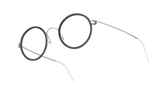 LINDBERG Air Titanium Rim Cameron — Silver frame with Polished Grey acetate inner rim — titanium eyeglasses — front view — official product render