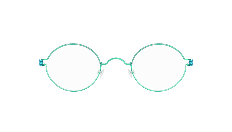 LINDBERG Air Titanium Rim Corona — matte Teal rim with Aqua temples — titanium eyeglasses — front view — official product render