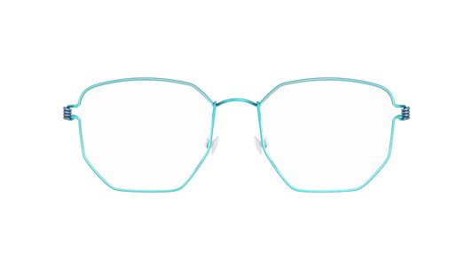 LINDBERG Air Titanium Rim Esben — matte Aqua rim with Steel Blue temples — titanium eyeglasses — front view — official product render
