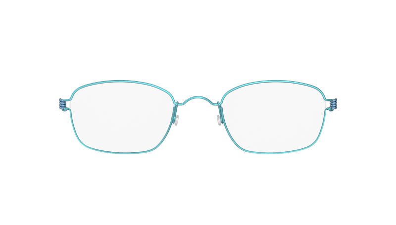 LINDBERG Air Titanium Rim Jules — matte Aqua rim with Steel Blue temples — titanium eyeglasses — front view — official product render
