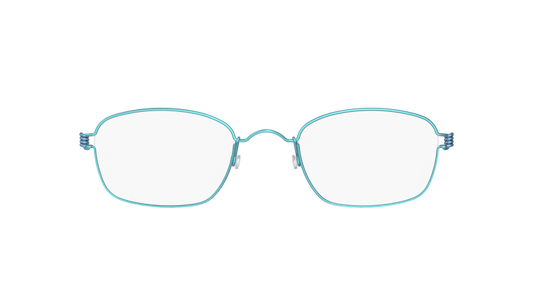 LINDBERG Air Titanium Rim Jules — matte Aqua rim with Steel Blue temples — titanium eyeglasses — front view — official product render