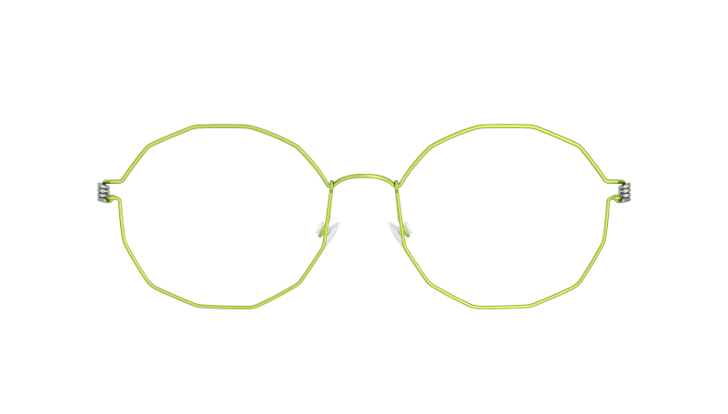 LINDBERG Air Titanium Rim Mette — matte Lime rim with Sage temples — titanium eyeglasses — front view — official product render