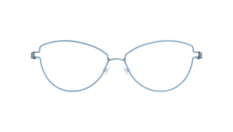 LINDBERG Air Titanium Rim Rachel — matte Steel Blue rim with Slate temples — titanium eyeglasses — front view — official product render