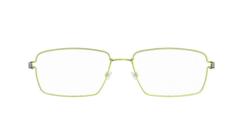 LINDBERG Air Titanium Rim Tim — matte Lime rim with Sage temples — titanium eyeglasses — front view — official product render