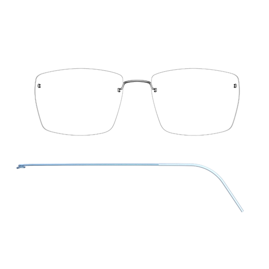 LINDBERG Spirit Titanium 2534 eyeglasses, Polished Silver and Sky Blue — temple detail