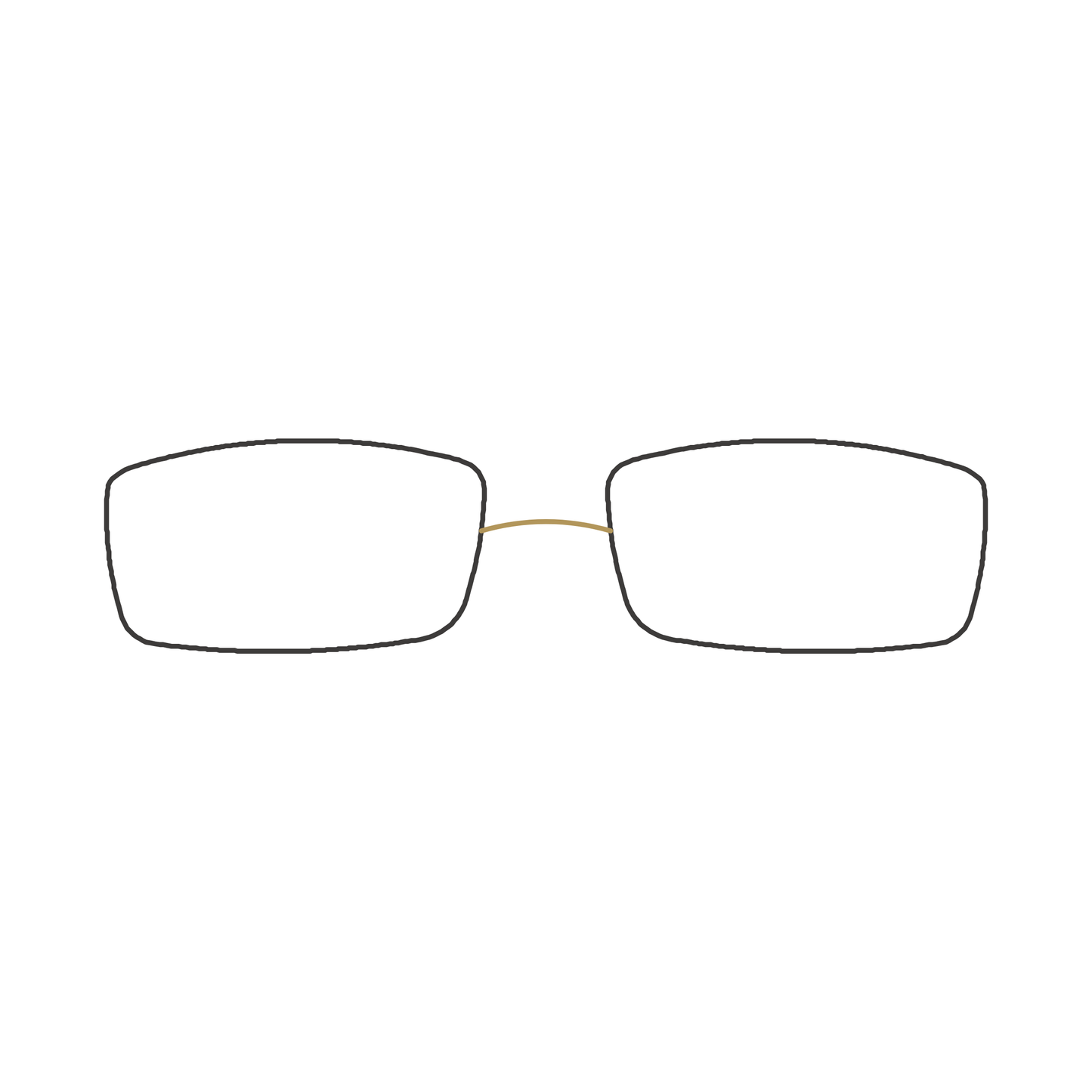 LINDBERG Spirit Titanium 2001 rimless frame — schematic front view, black rim with gold bridge