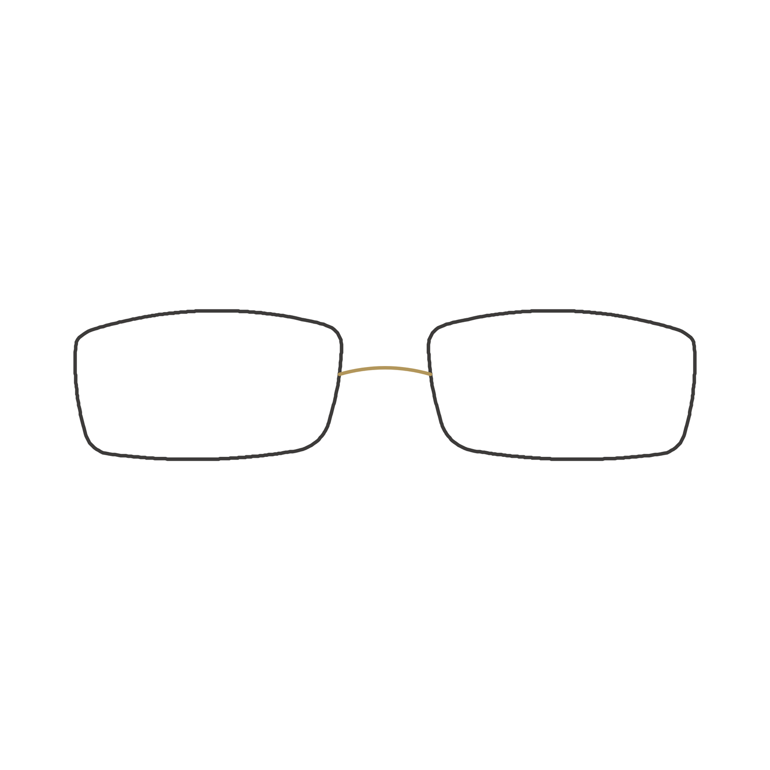 LINDBERG Spirit Titanium 2001 rimless frame — schematic front view, black rim with gold bridge