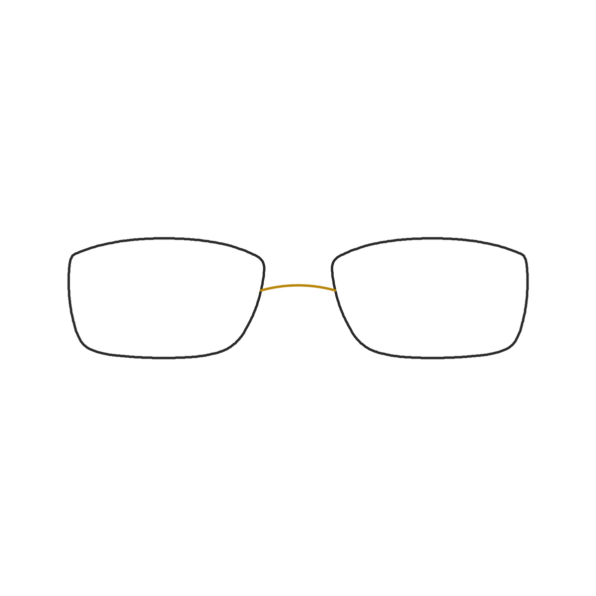 LINDBERG Spirit Titanium 2002 rimless frame — schematic front view, black rim with gold bridge