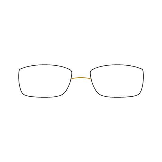 LINDBERG Spirit Titanium 2002 rimless frame — schematic front view, black rim with gold bridge
