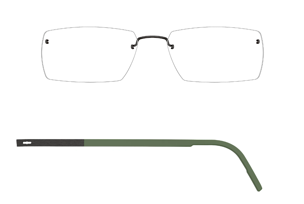 LINDBERG Spirit Titanium 2516 eyeglasses, Matte Green and Black — temple detail