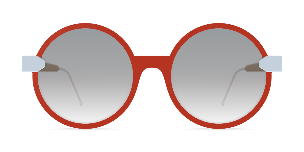 Nina Mur Clotilde Sunglasses Warm Red Sky Blue Wooden Eyewear Front