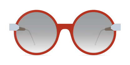 Nina Mur Clotilde Sunglasses Warm Red Sky Blue Wooden Eyewear Front