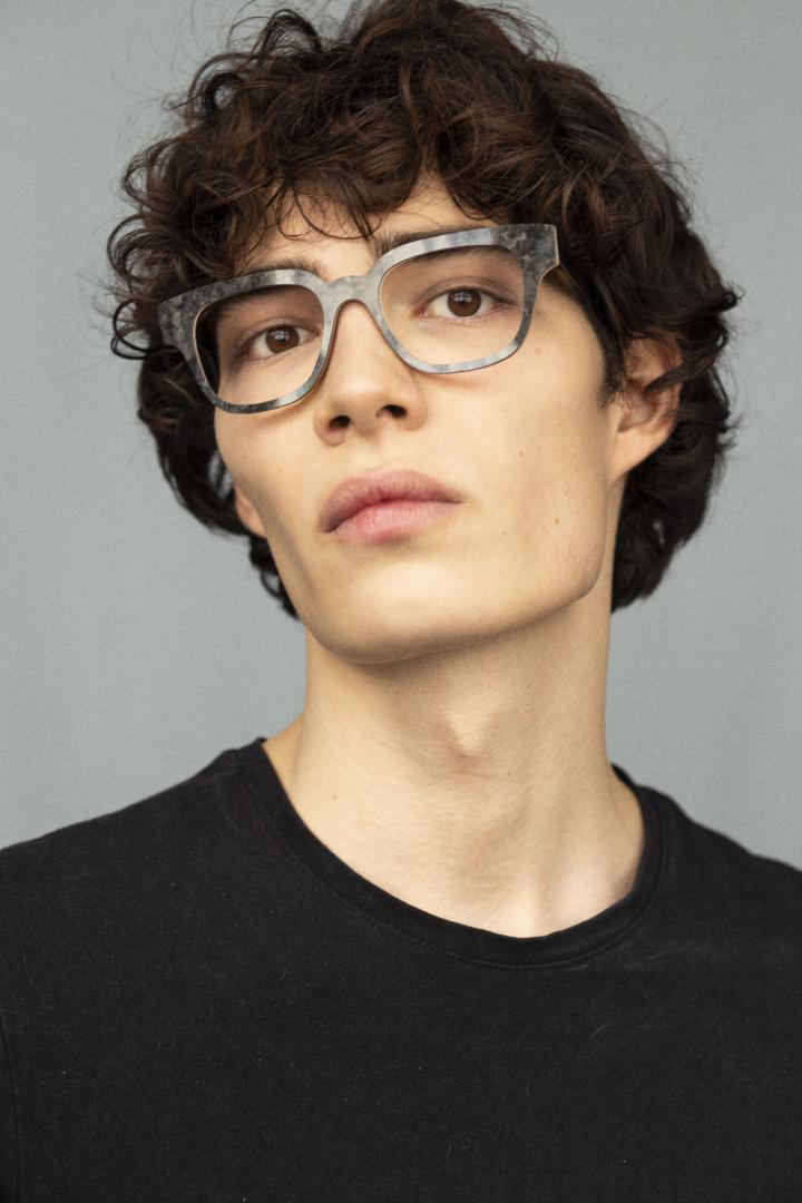 Nina Mur David Eyeglasses Black Granite Wooden Eyewear Model