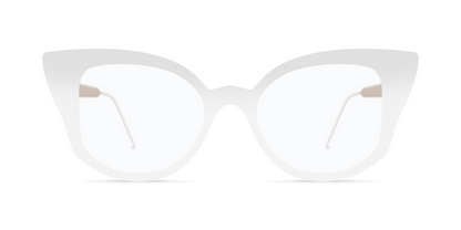 Nina Mur Diana Eyeglasses White Gloss Wooden Eyewear Front