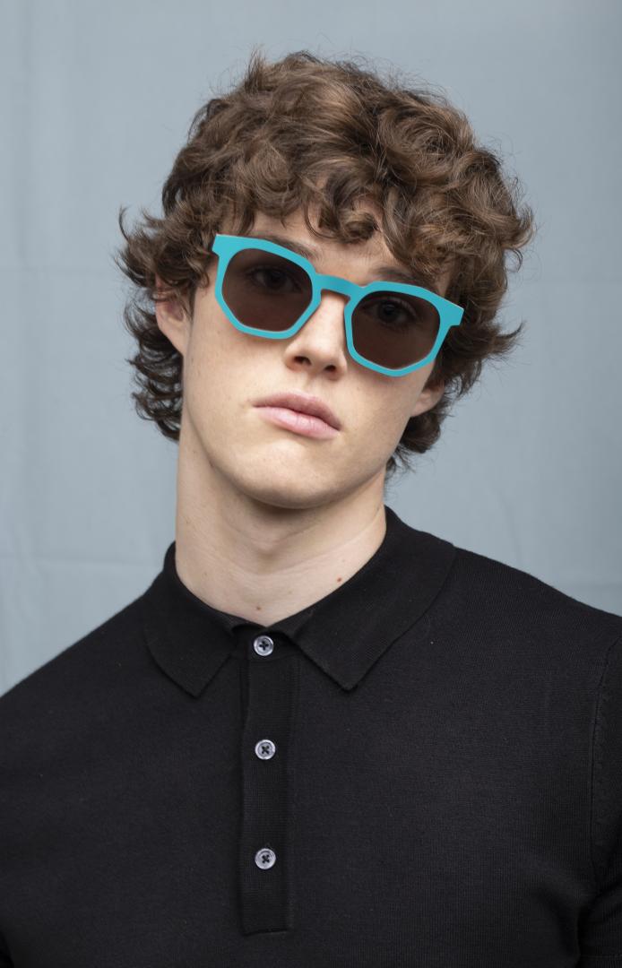 Nina Mur Fabrizio Sunglasses Turquoise Green Wooden Eyewear Model