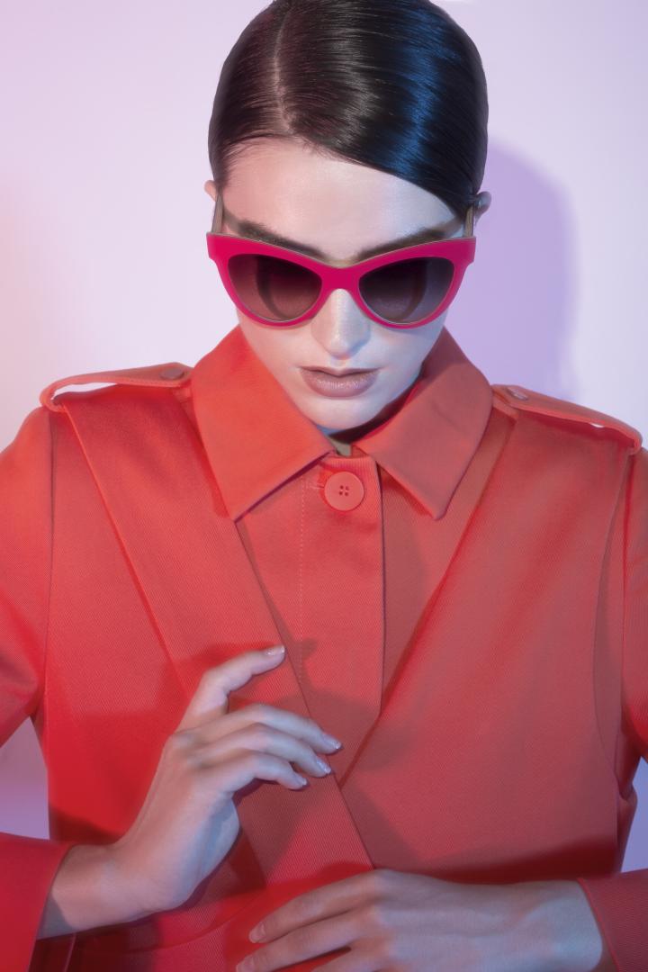 Nina Mur Maria Eyeglasses Raspberry Red Wooden Eyewear Model