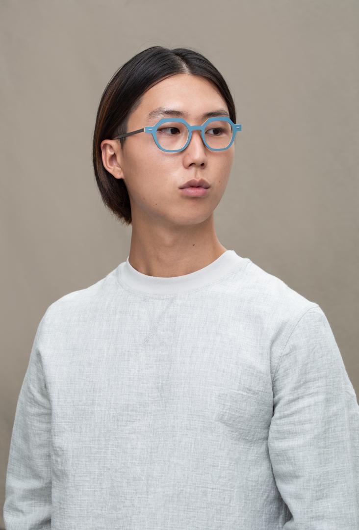  Paola 9mm Eyeglasses Wash Blue Wooden Eyewear Model