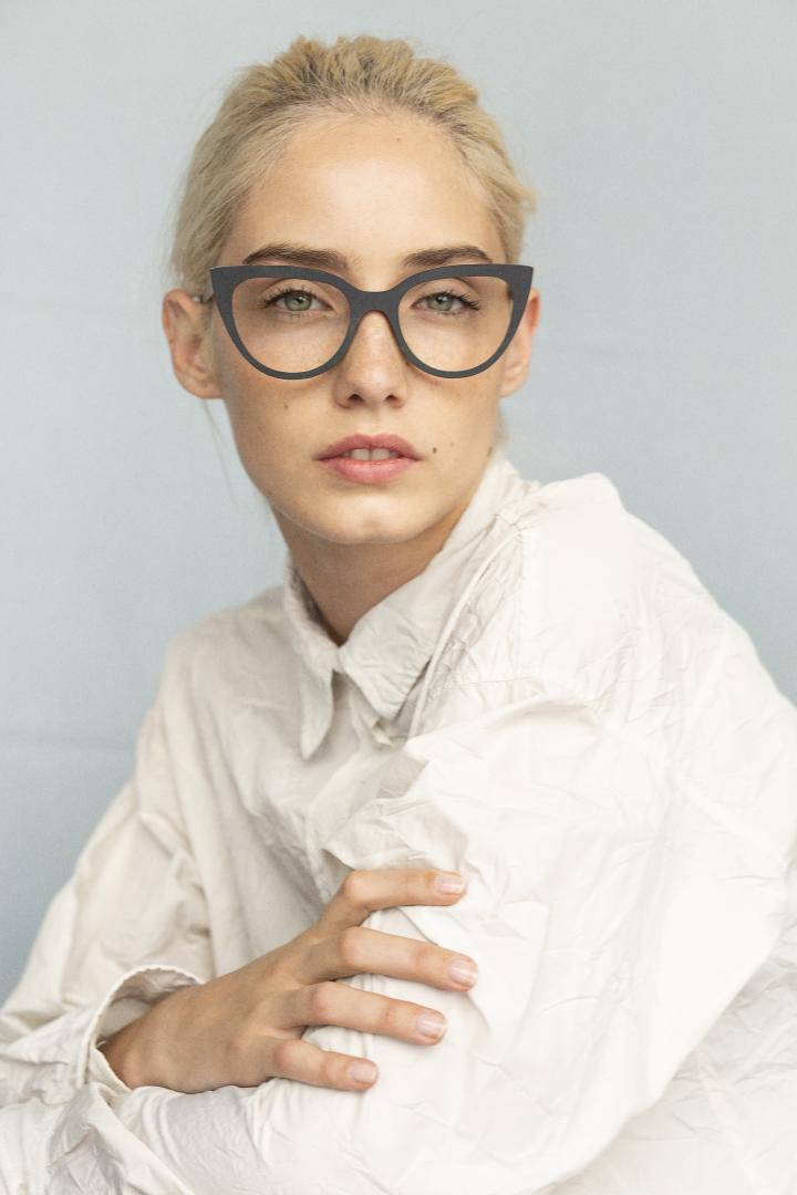 Nina Mur Rafaela Eyeglasses Soft Black Wooden Eyewear Model