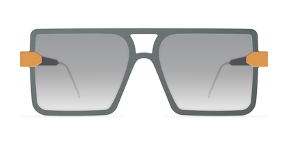 Nina Mur Tete Sunglasses Deep Green S Yellow Wooden Eyewear Front