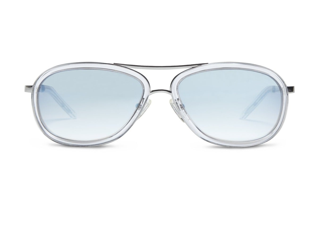 Crystal & Silver Titanium Aviator Sunglasses